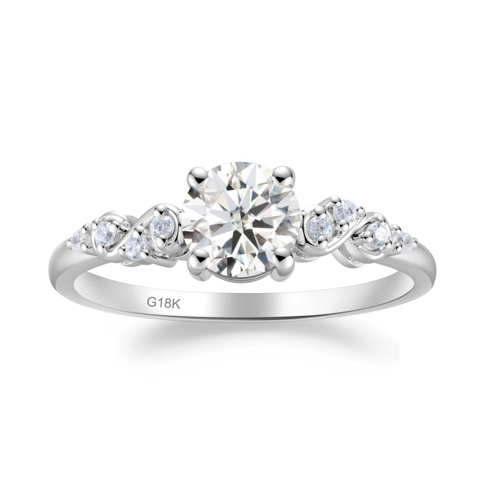 Simple Round Moissanite Infinity Ring - LUO Jewelry #metal_18k white gold
