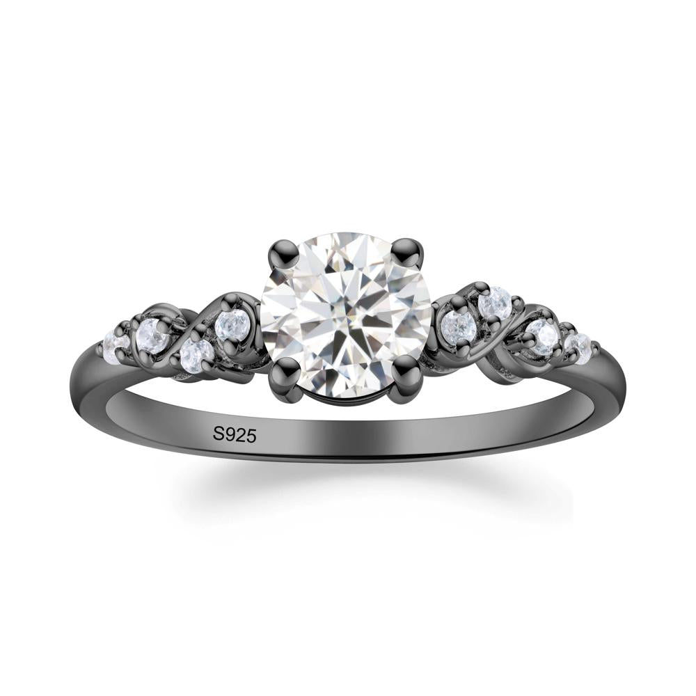 Simple Round Moissanite Infinity Ring - LUO Jewelry #metal_black finish sterling silver