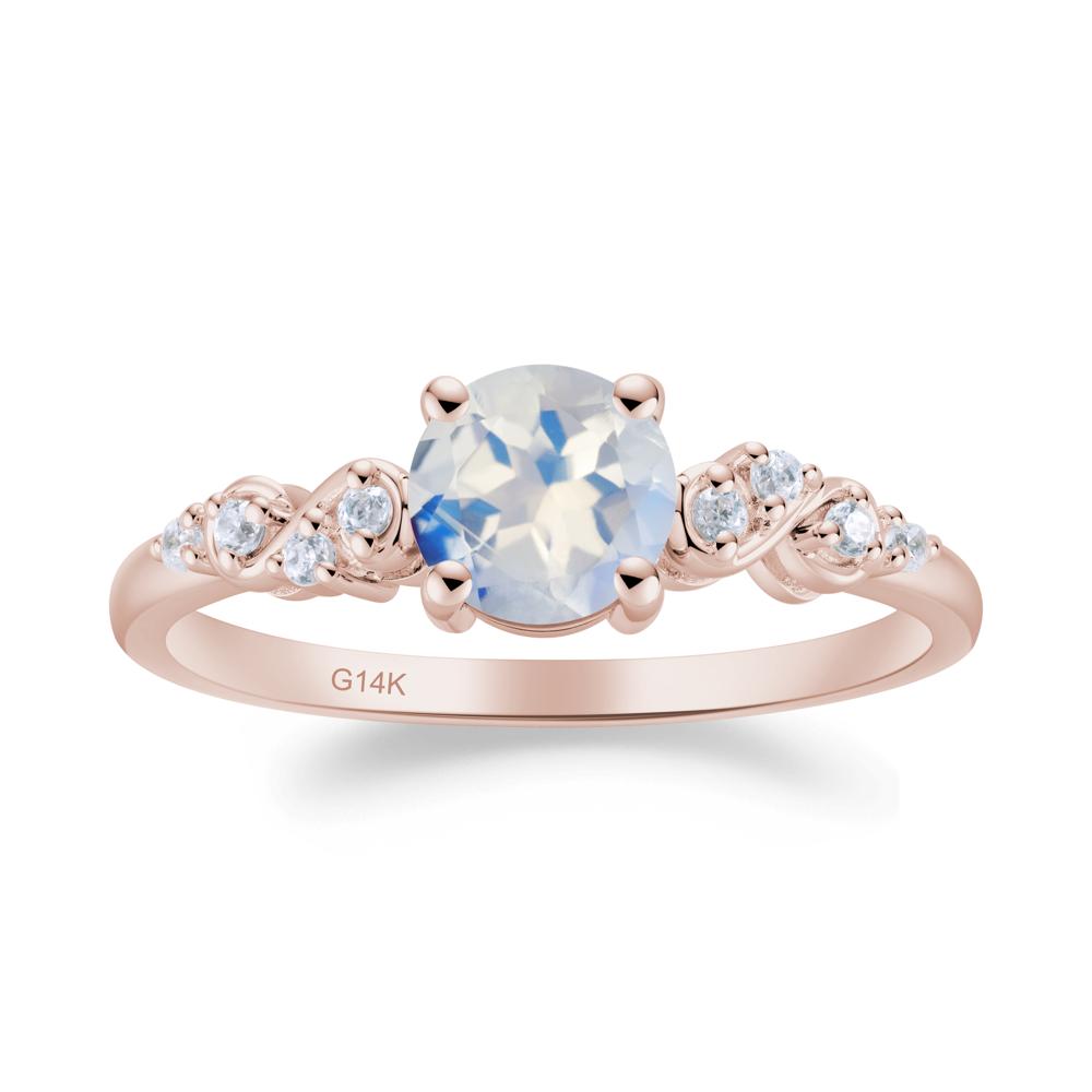 Simple Round Moonstone Infinity Ring - LUO Jewelry #metal_14k rose gold