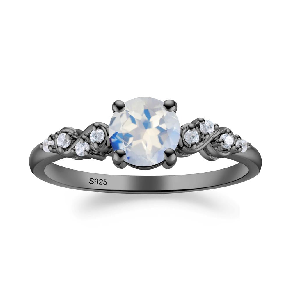 Simple Round Moonstone Infinity Ring - LUO Jewelry #metal_black finish sterling silver