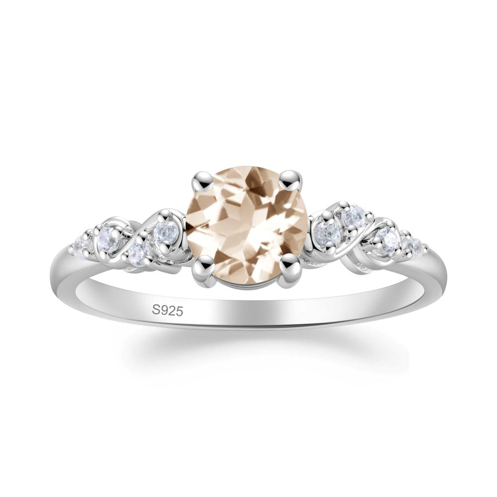 Simple Round Morganite Infinity Ring - LUO Jewelry #metal_sterling silver
