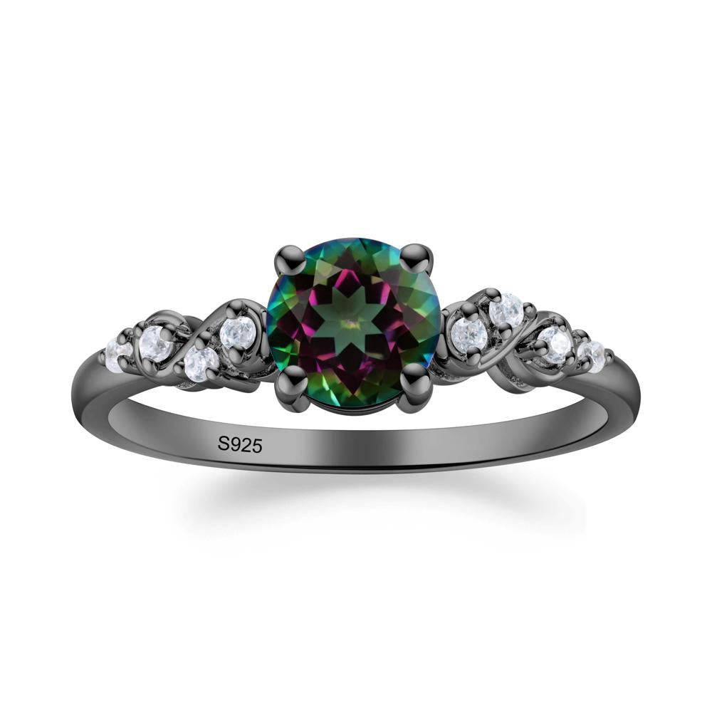 Simple Round Mystic Topaz Infinity Ring - LUO Jewelry #metal_black finish sterling silver