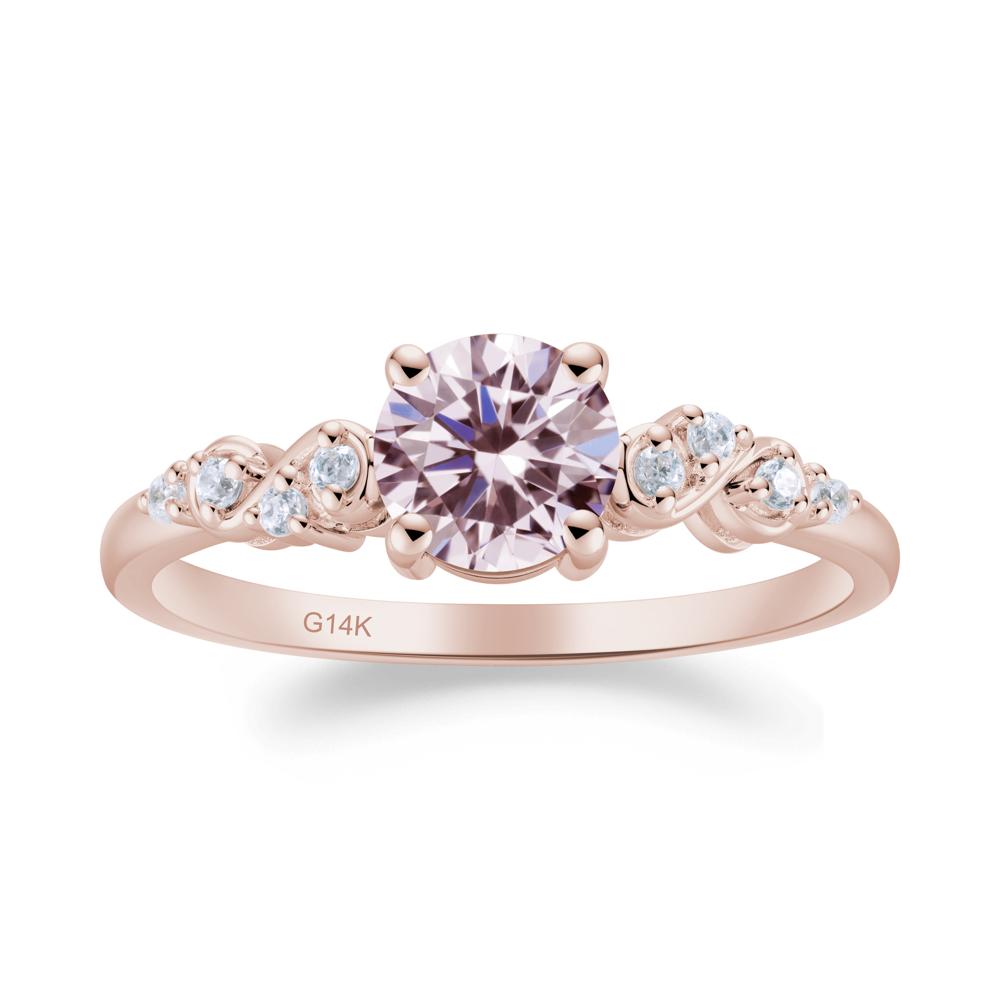 Simple Round Pink Cubic Zirconia Infinity Ring - LUO Jewelry #metal_14k rose gold