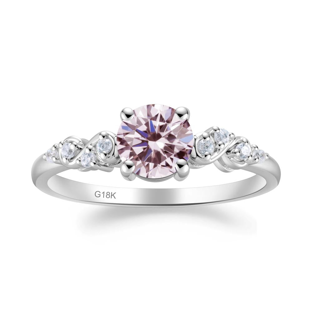Simple Round Pink Cubic Zirconia Infinity Ring - LUO Jewelry #metal_18k white gold