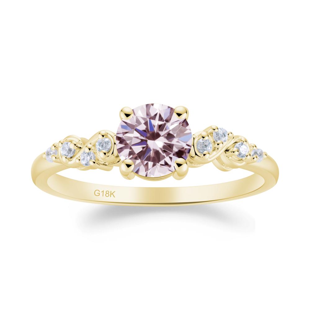 Simple Round Pink Cubic Zirconia Infinity Ring - LUO Jewelry #metal_18k yellow gold