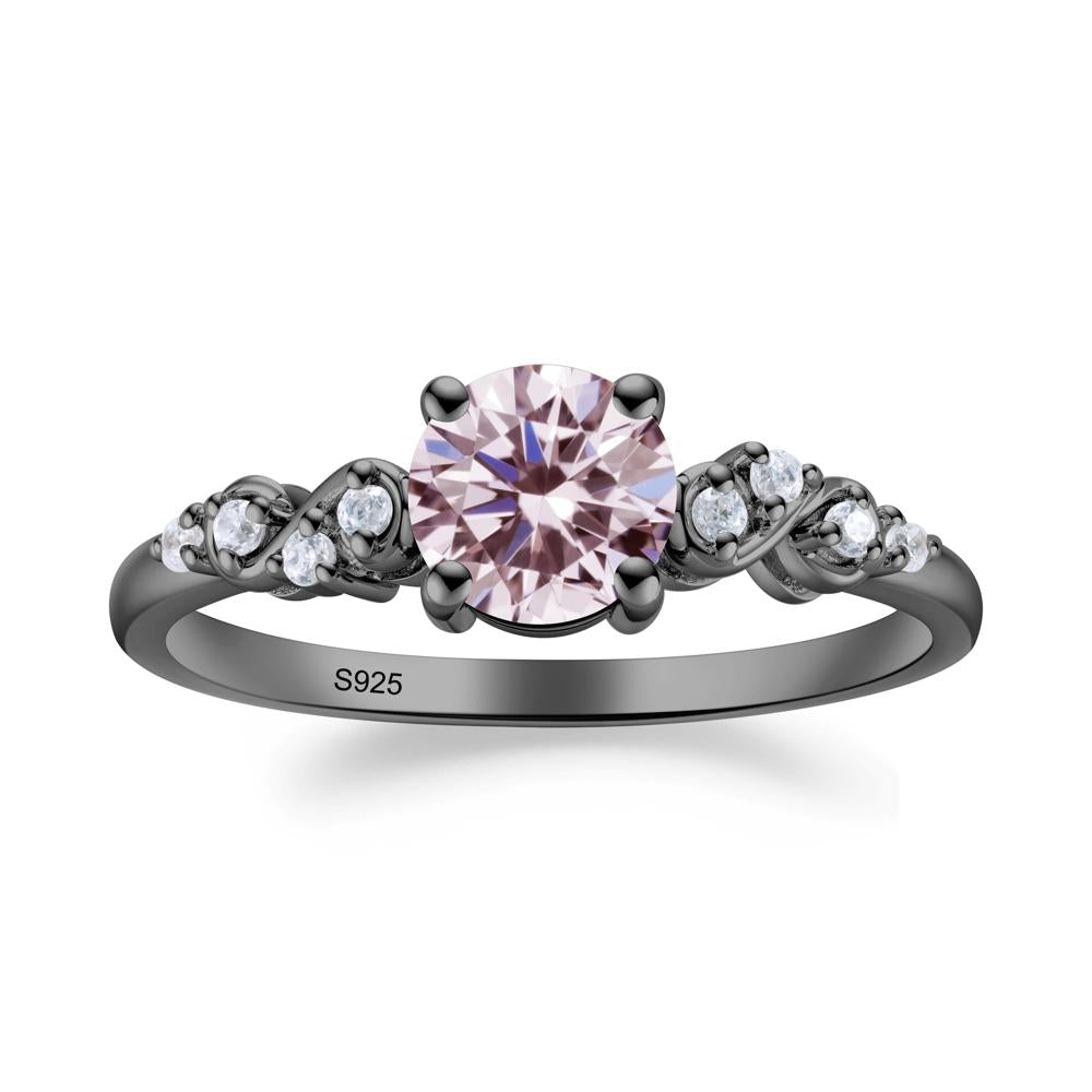 Simple Round Pink Cubic Zirconia Infinity Ring - LUO Jewelry #metal_black finish sterling silver