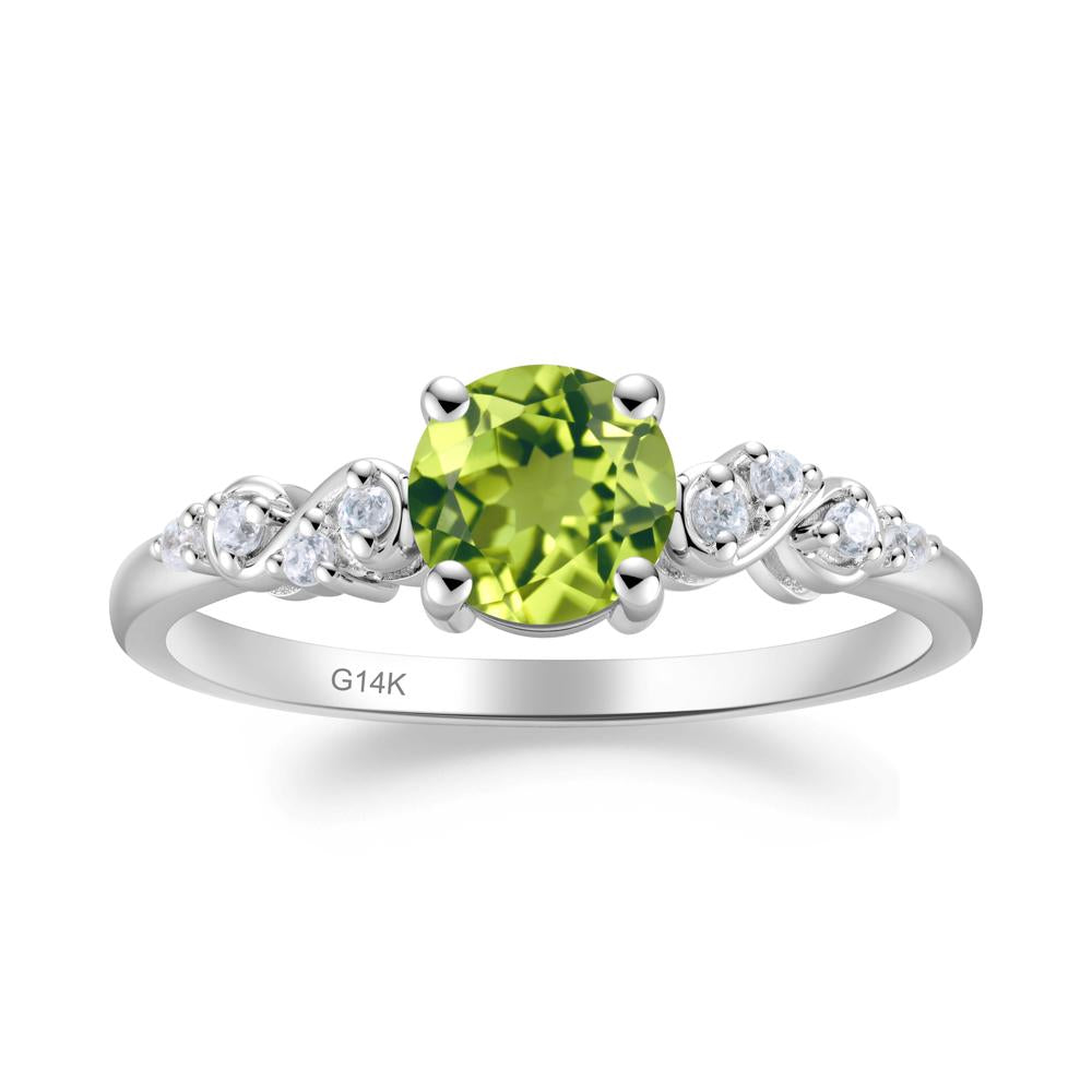 Simple Round Peridot Infinity Ring - LUO Jewelry #metal_14k white gold