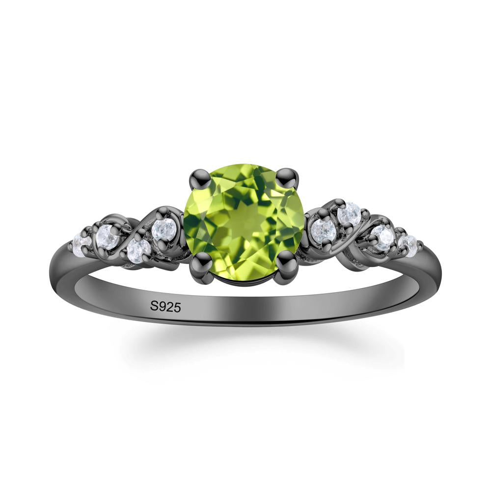 Simple Round Peridot Infinity Ring - LUO Jewelry #metal_black finish sterling silver