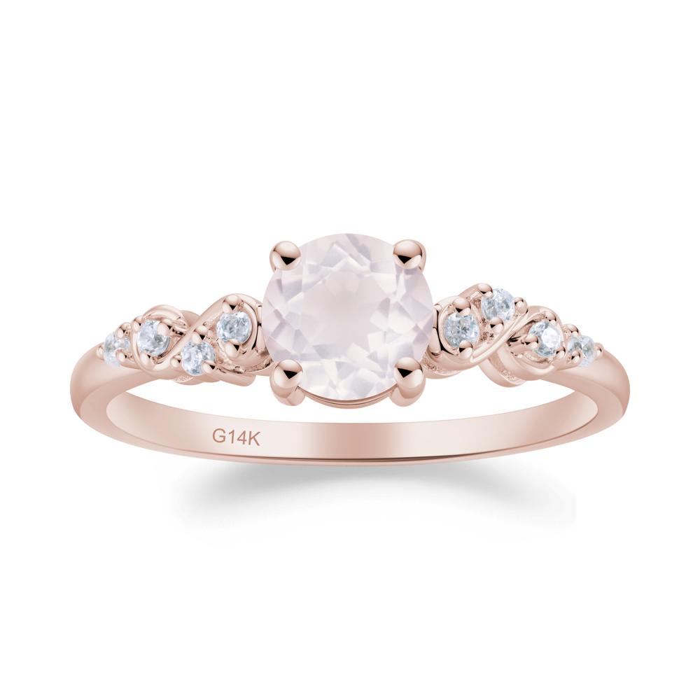 Simple Round Rose Quartz Infinity Ring - LUO Jewelry #metal_14k rose gold