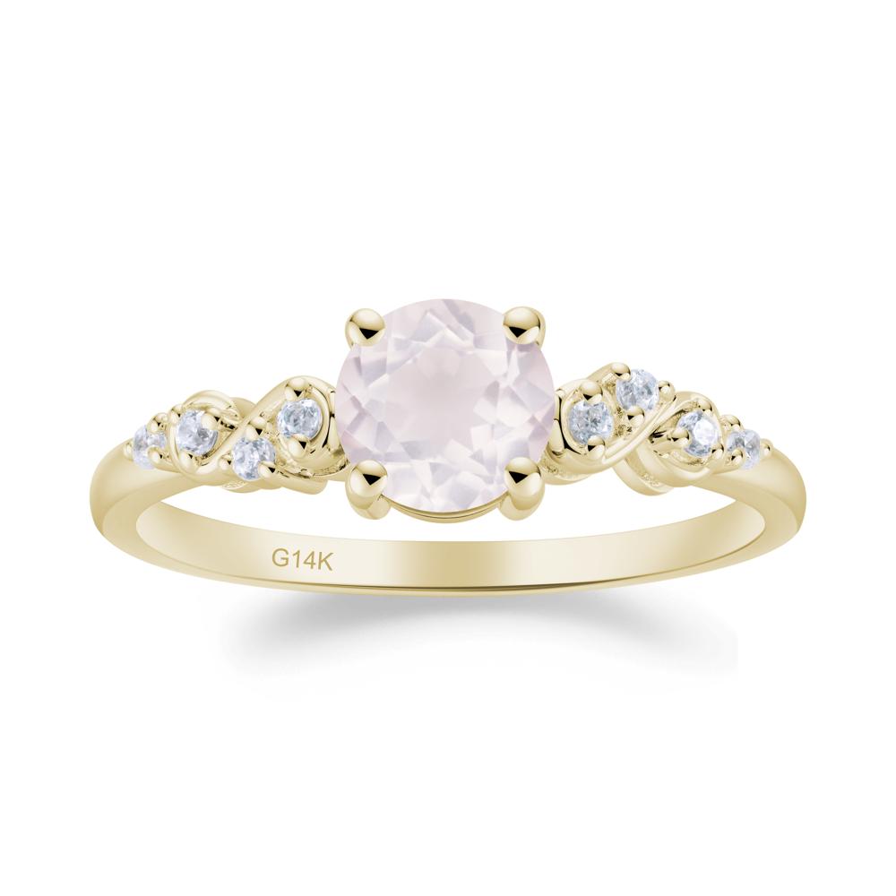 Simple Round Rose Quartz Infinity Ring - LUO Jewelry #metal_14k yellow gold
