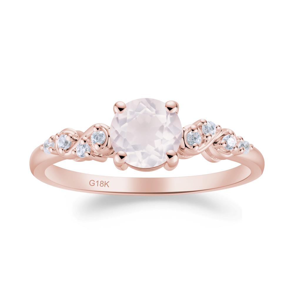 Simple Round Rose Quartz Infinity Ring - LUO Jewelry #metal_18k rose gold
