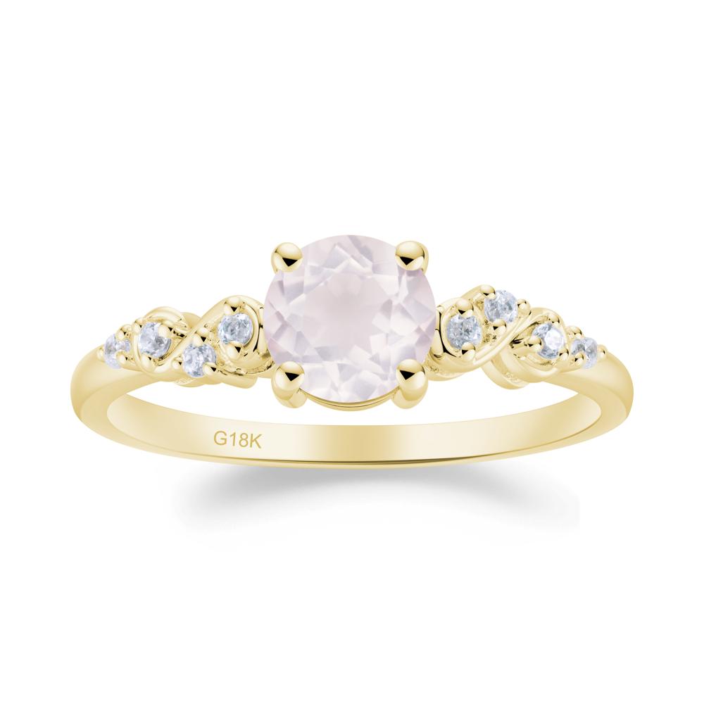 Simple Round Rose Quartz Infinity Ring - LUO Jewelry #metal_18k yellow gold