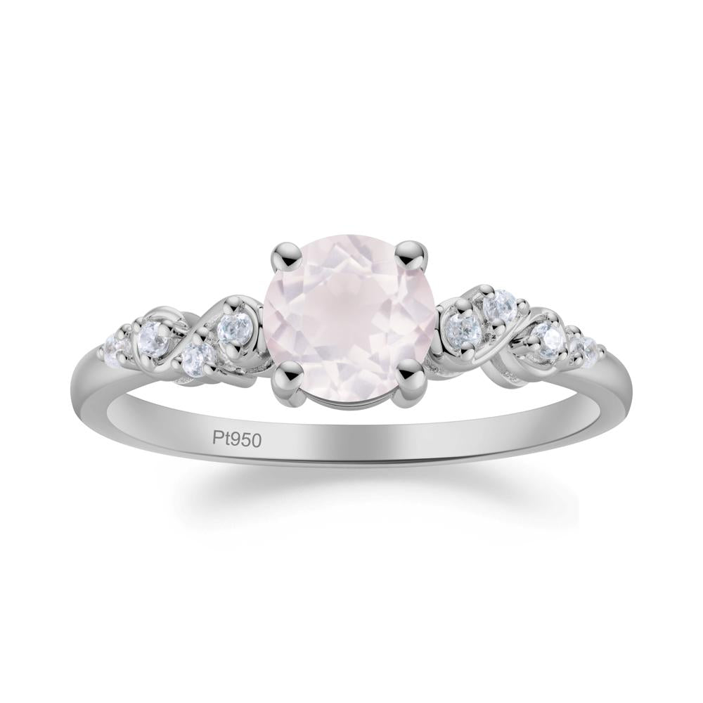 Simple Round Rose Quartz Infinity Ring - LUO Jewelry #metal_platinum