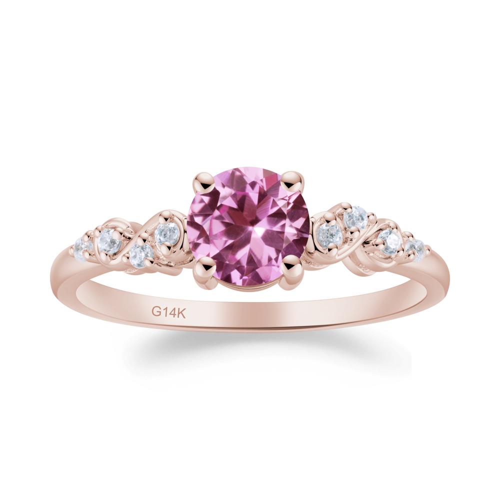 Simple Round Pink Sapphire Infinity Ring - LUO Jewelry #metal_14k rose gold