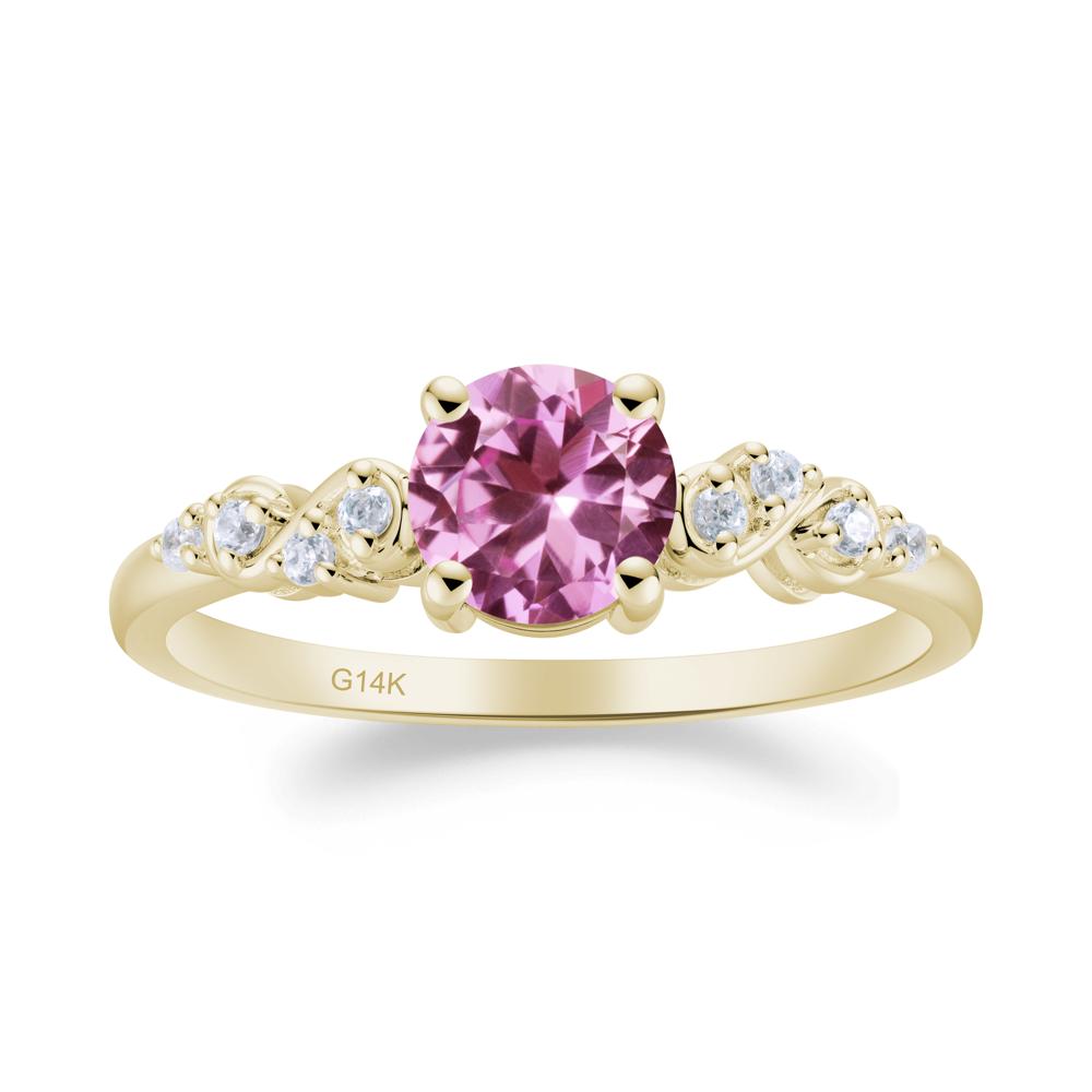 Simple Round Pink Sapphire Infinity Ring - LUO Jewelry #metal_14k yellow gold