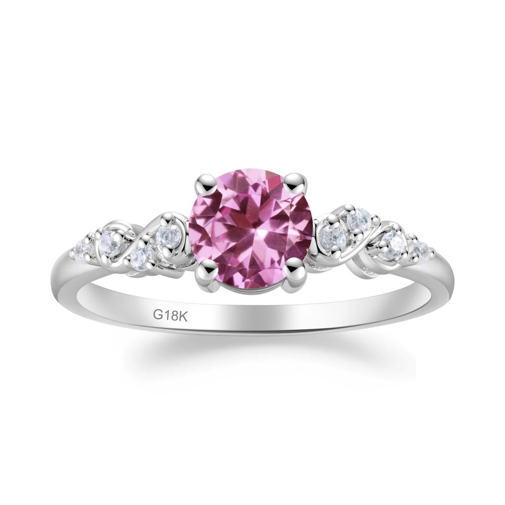 Simple Round Pink Sapphire Infinity Ring - LUO Jewelry #metal_18k white gold