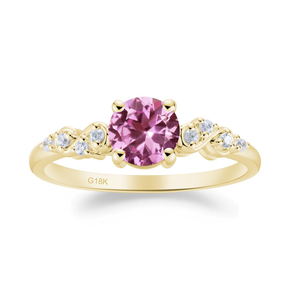 Simple Round Pink Sapphire Infinity Ring - LUO Jewelry #metal_18k yellow gold