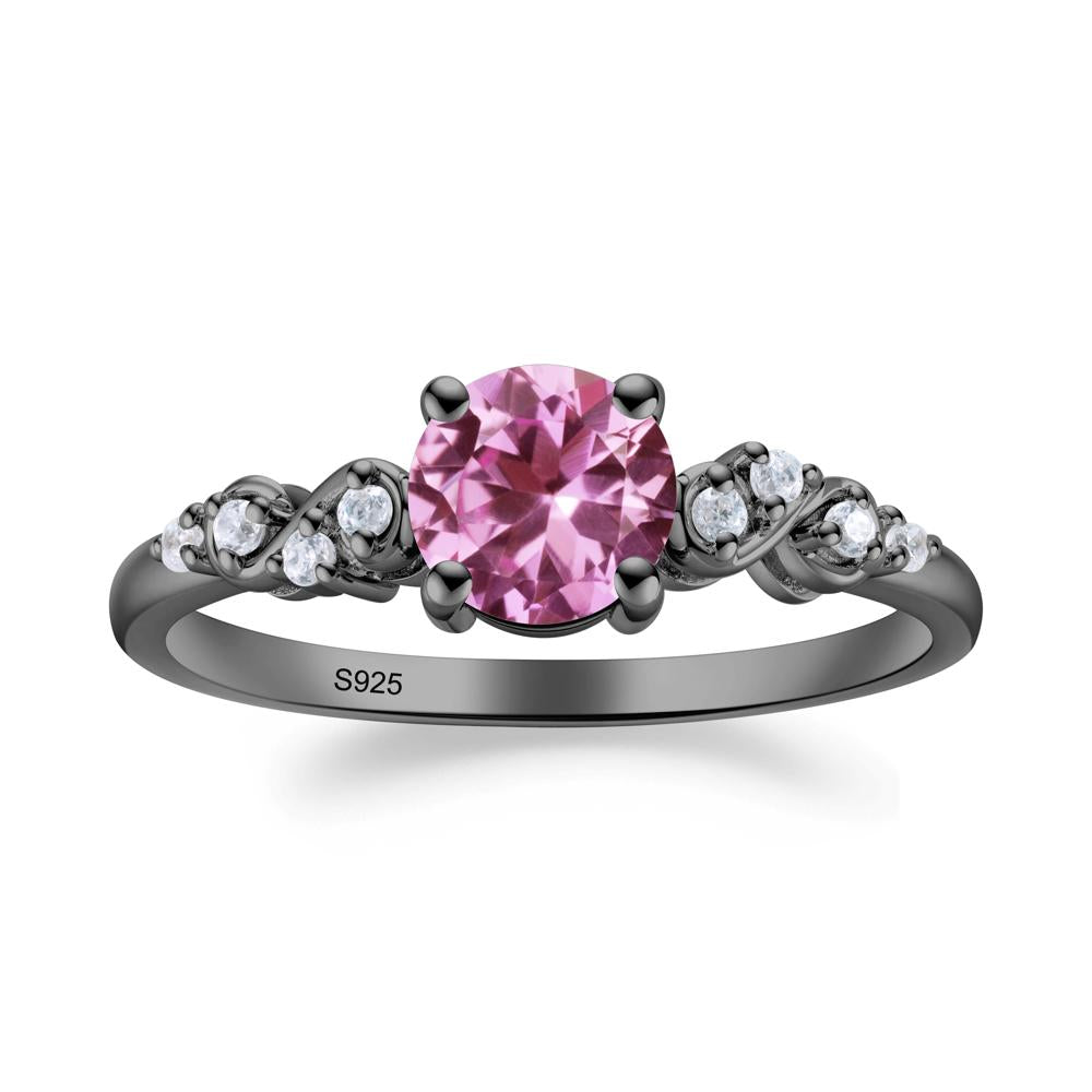 Simple Round Pink Sapphire Infinity Ring - LUO Jewelry #metal_black finish sterling silver