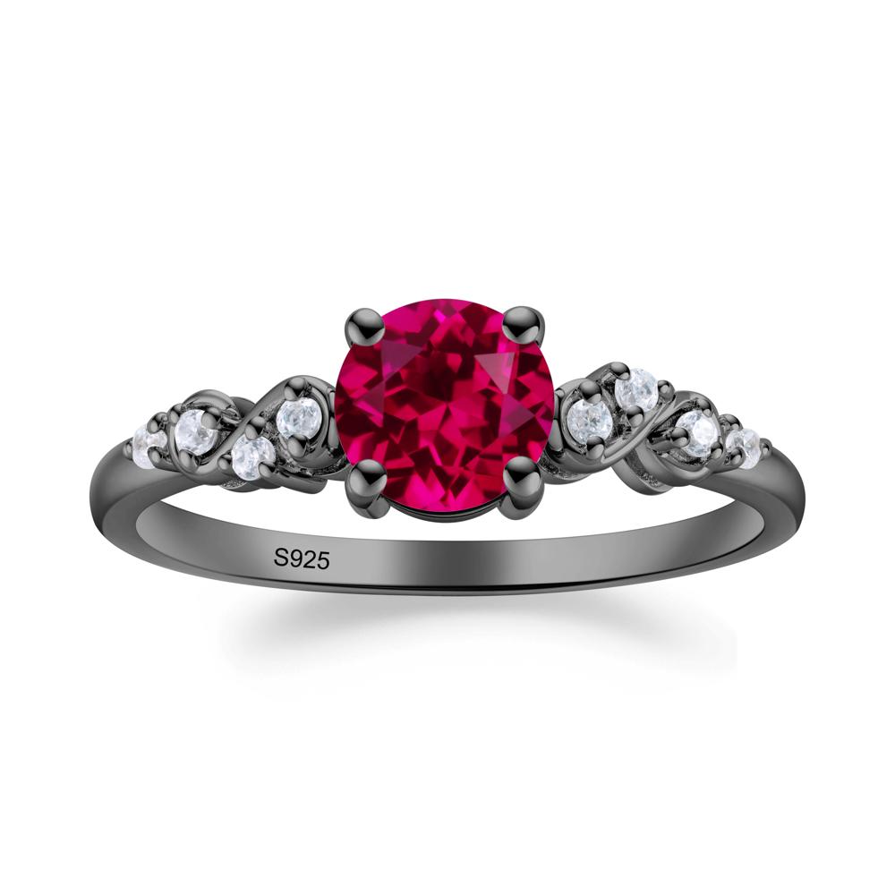 Simple Round Ruby Infinity Ring - LUO Jewelry #metal_black finish sterling silver