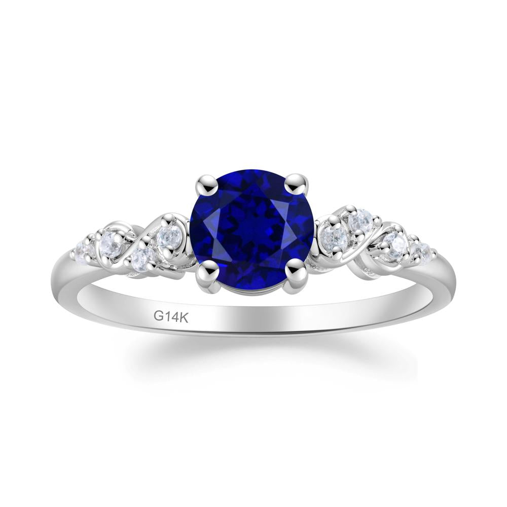 Simple Round Sapphire Infinity Ring - LUO Jewelry #metal_14k white gold