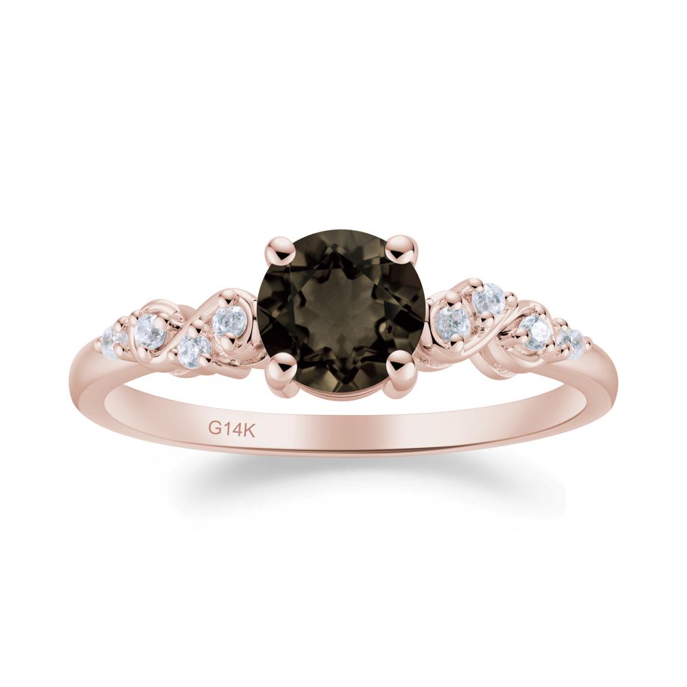 Simple Round Smoky Quartz Infinity Ring - LUO Jewelry #metal_14k rose gold