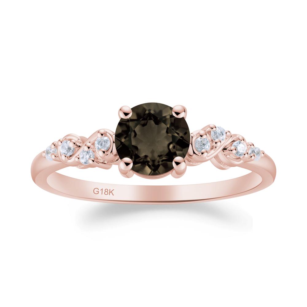 Simple Round Smoky Quartz Infinity Ring - LUO Jewelry #metal_18k rose gold