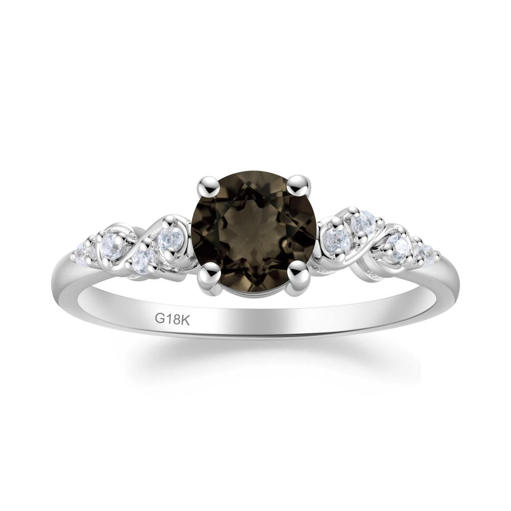 Simple Round Smoky Quartz Infinity Ring - LUO Jewelry #metal_18k white gold