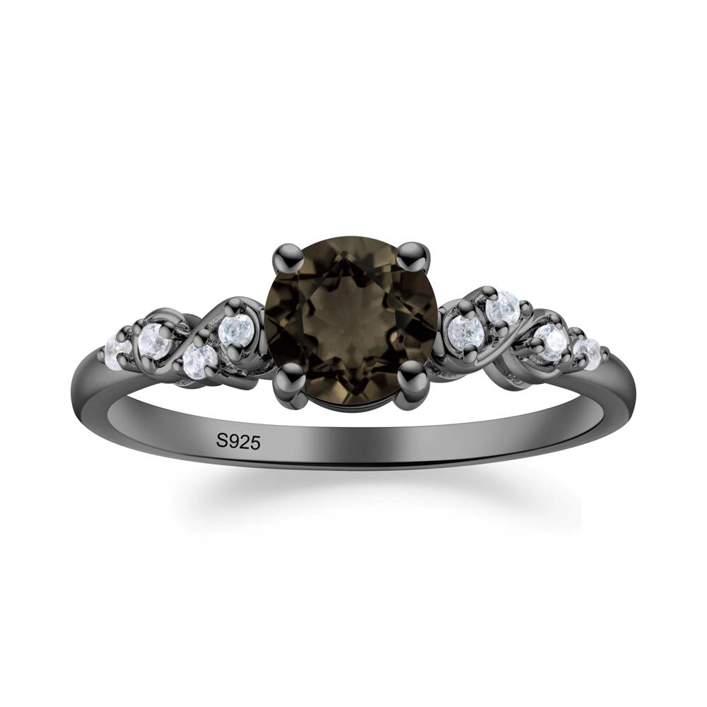 Simple Round Smoky Quartz Infinity Ring - LUO Jewelry #metal_black finish sterling silver