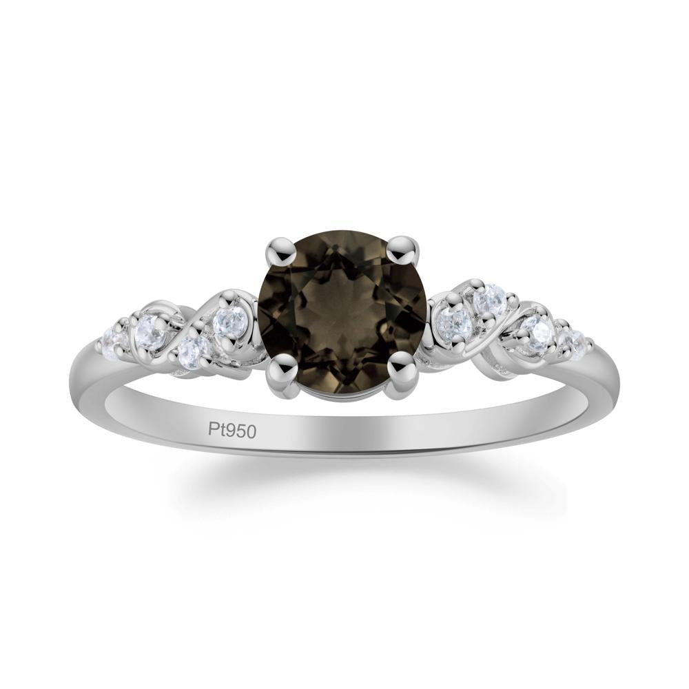 Simple Round Smoky Quartz Infinity Ring - LUO Jewelry #metal_platinum