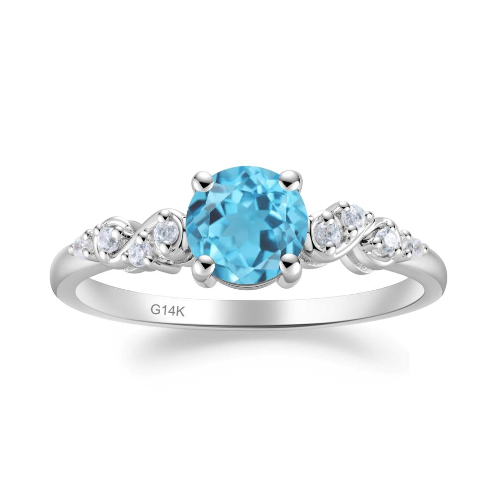 Simple Round Swiss Blue Topaz Infinity Ring - LUO Jewelry #metal_14k white gold