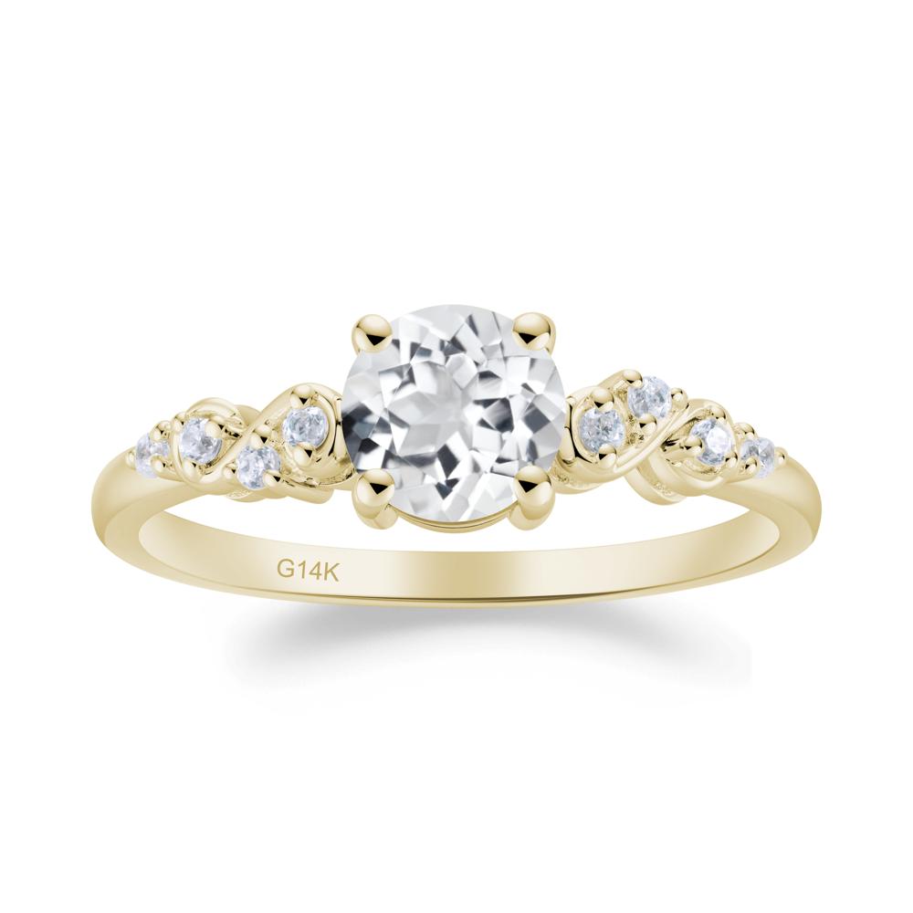 Simple Round White Topaz Infinity Ring - LUO Jewelry #metal_14k yellow gold