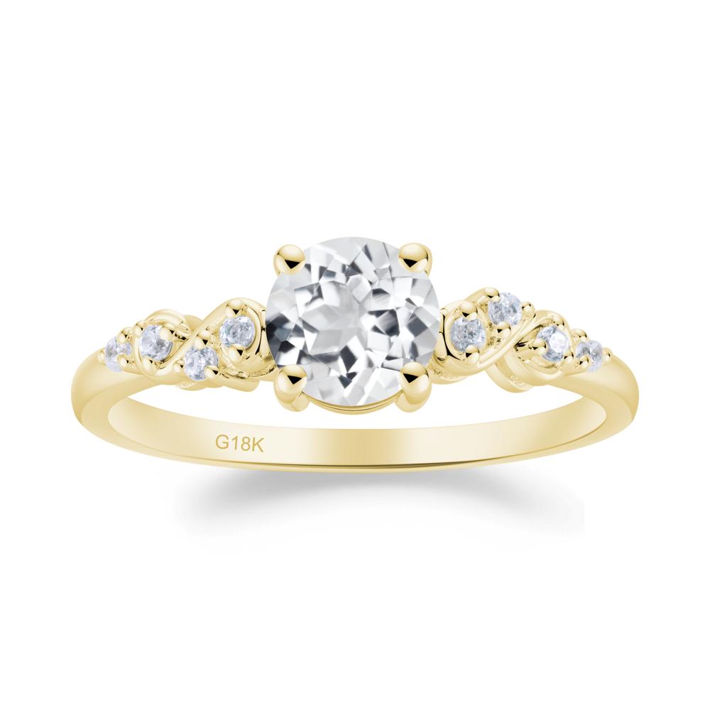 Simple Round White Topaz Infinity Ring - LUO Jewelry #metal_18k yellow gold