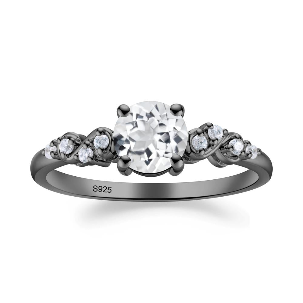 Simple Round White Topaz Infinity Ring - LUO Jewelry #metal_black finish sterling silver