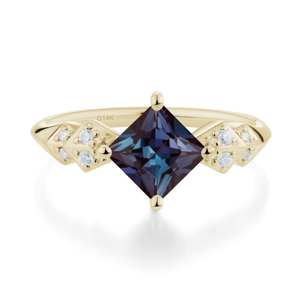 Square Alexandrite Engagement Ring - LUO Jewelry #metal_14k yellow gold