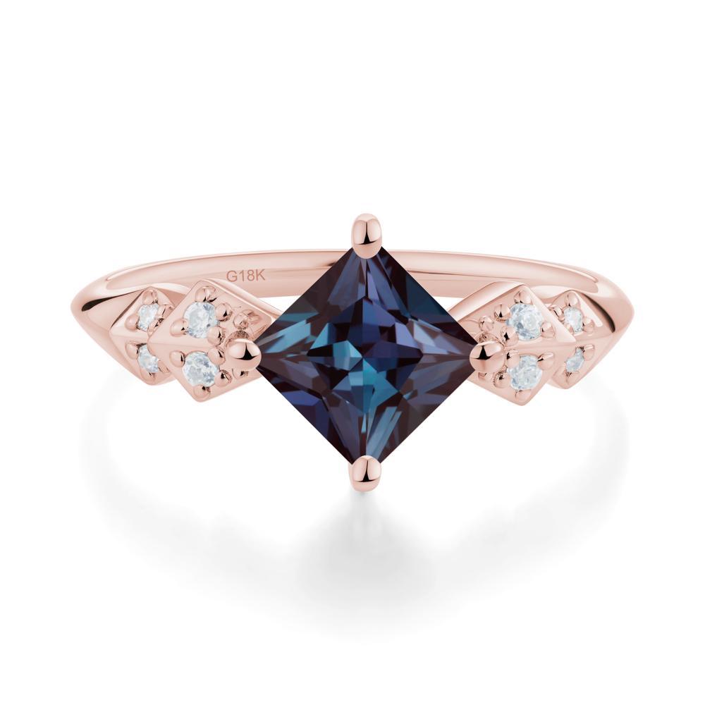 Square Alexandrite Engagement Ring - LUO Jewelry #metal_18k rose gold