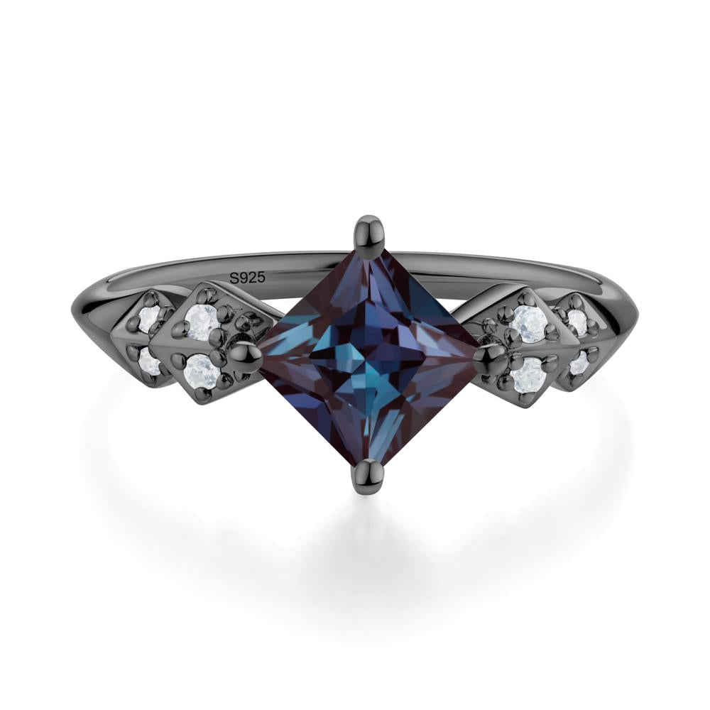 Square Alexandrite Engagement Ring - LUO Jewelry #metal_black finish sterling silver