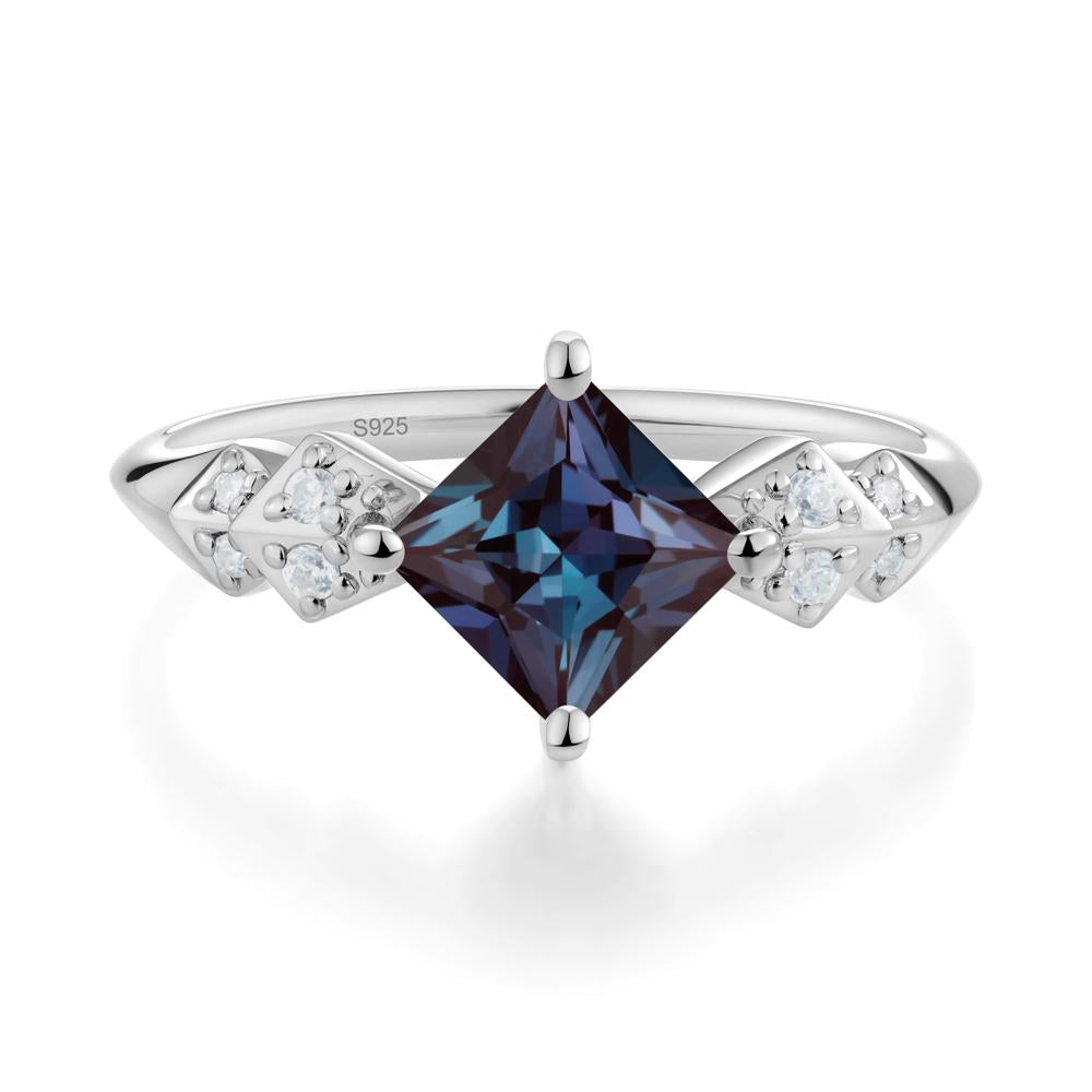 Square Alexandrite Engagement Ring - LUO Jewelry #metal_sterling silver