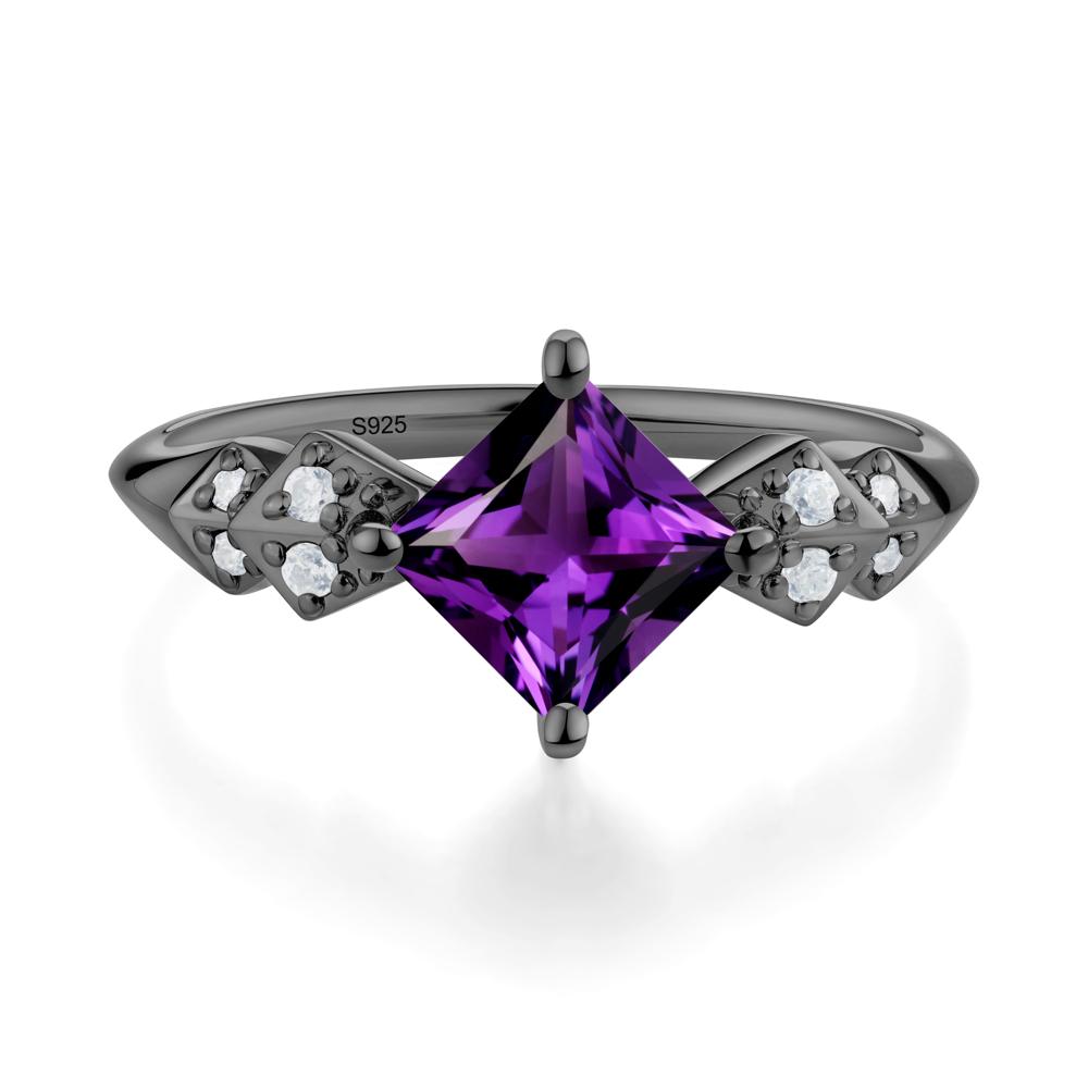 Square Amethyst Engagement Ring - LUO Jewelry #metal_black finish sterling silver