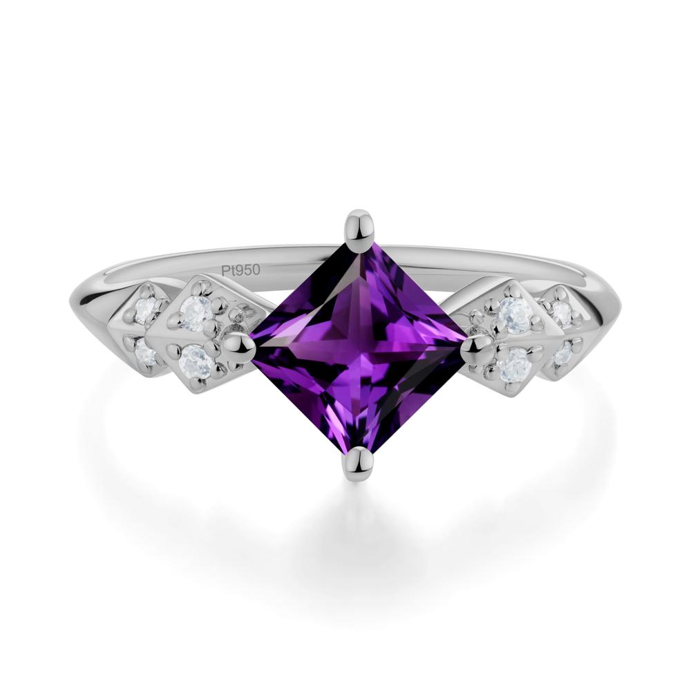 Square Amethyst Engagement Ring - LUO Jewelry #metal_platinum