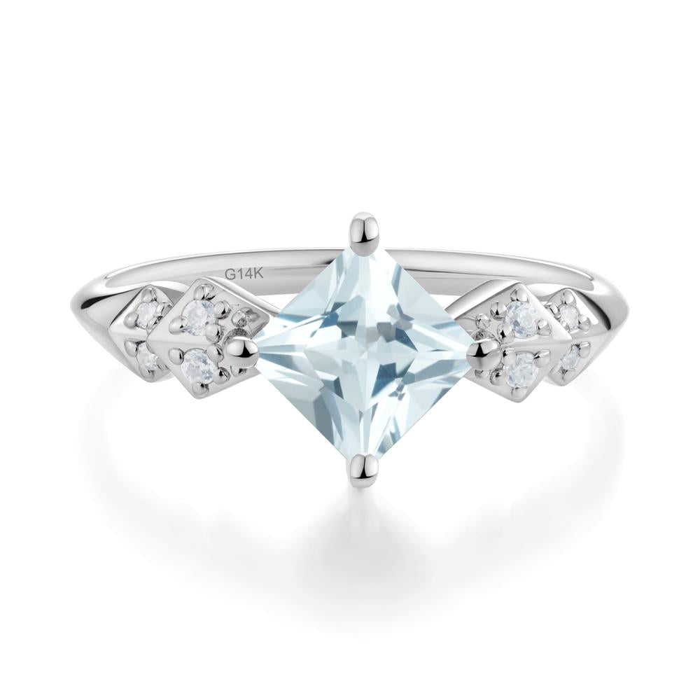 Square Aquamarine Engagement Ring - LUO Jewelry #metal_14k white gold