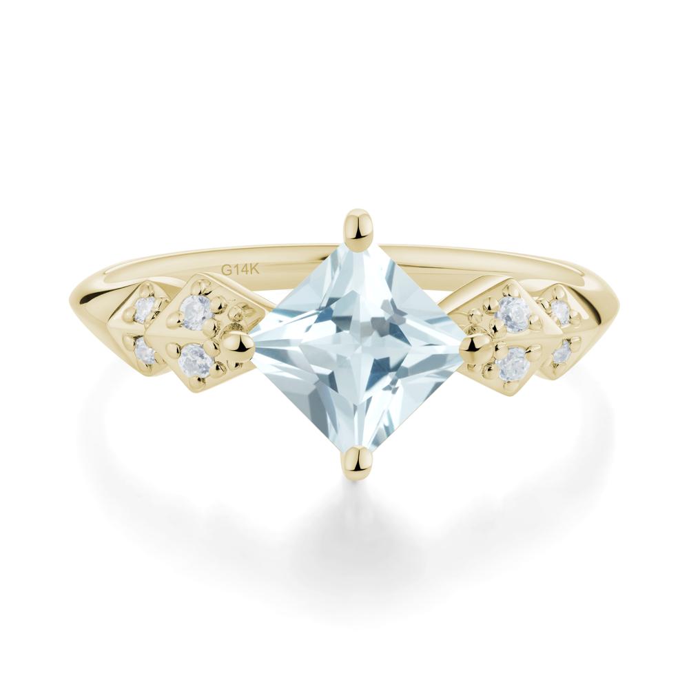 Square Aquamarine Engagement Ring - LUO Jewelry #metal_14k yellow gold