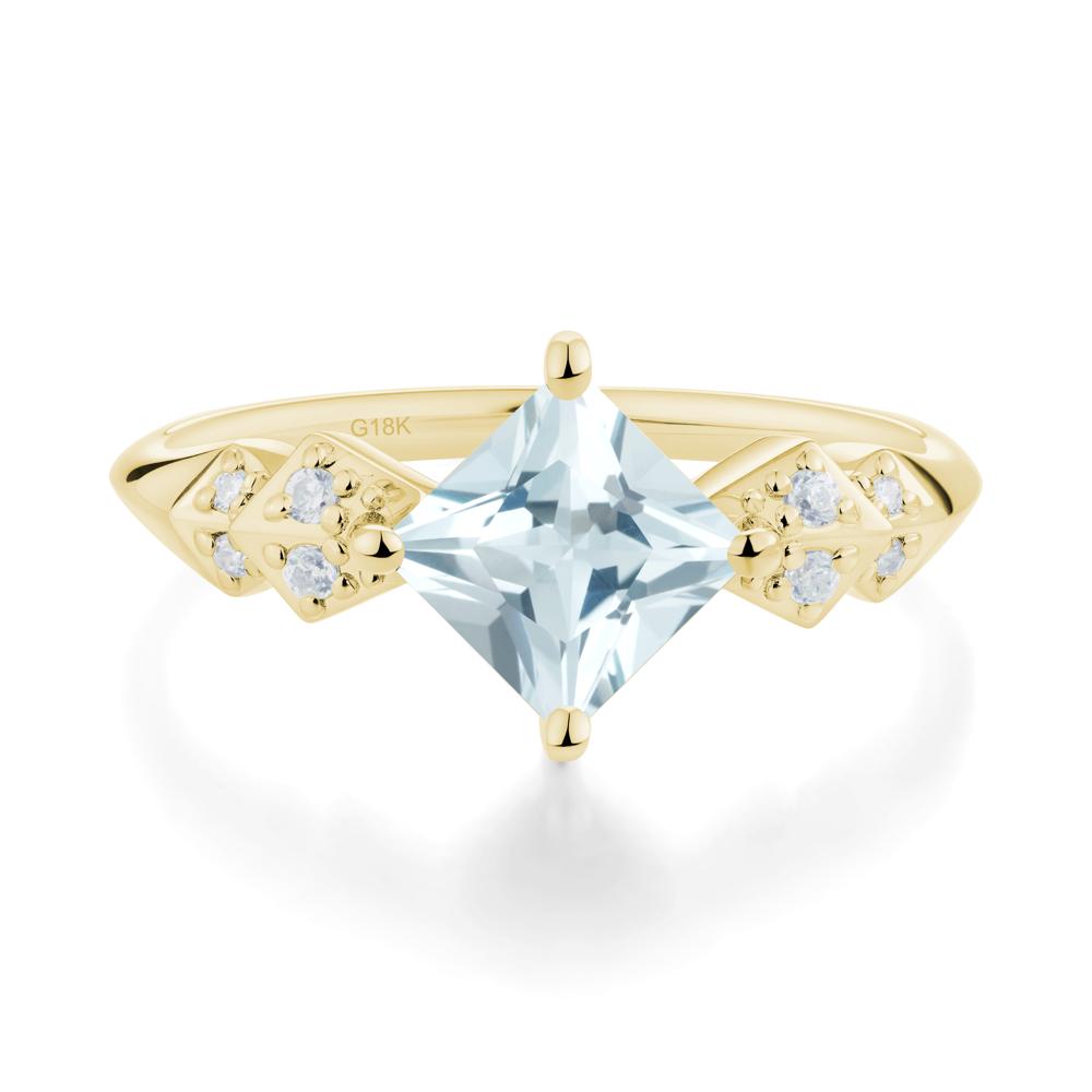 Square Aquamarine Engagement Ring - LUO Jewelry #metal_18k yellow gold