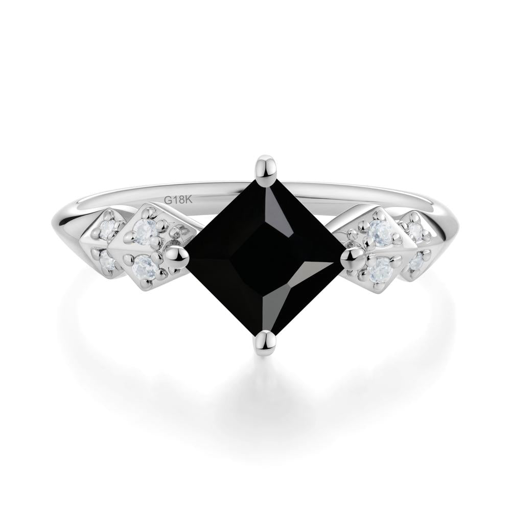 Square Black Spinel Engagement Ring - LUO Jewelry #metal_18k white gold