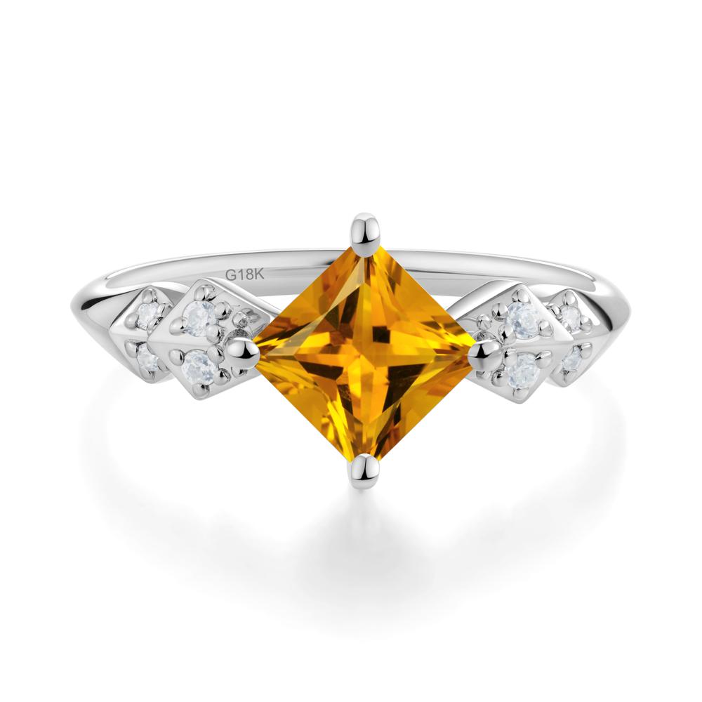 Square Citrine Engagement Ring - LUO Jewelry #metal_18k white gold