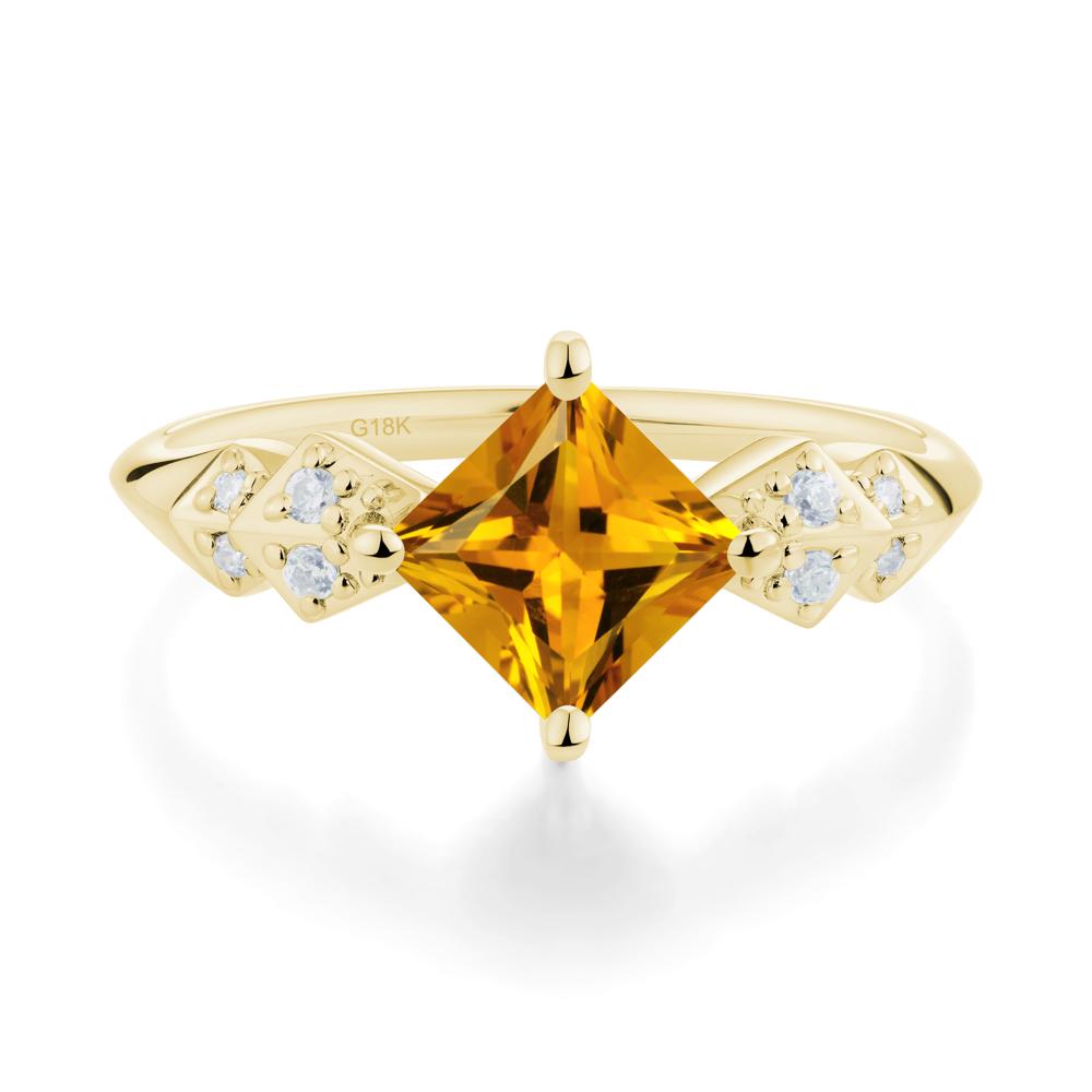 Square Citrine Engagement Ring - LUO Jewelry #metal_18k yellow gold