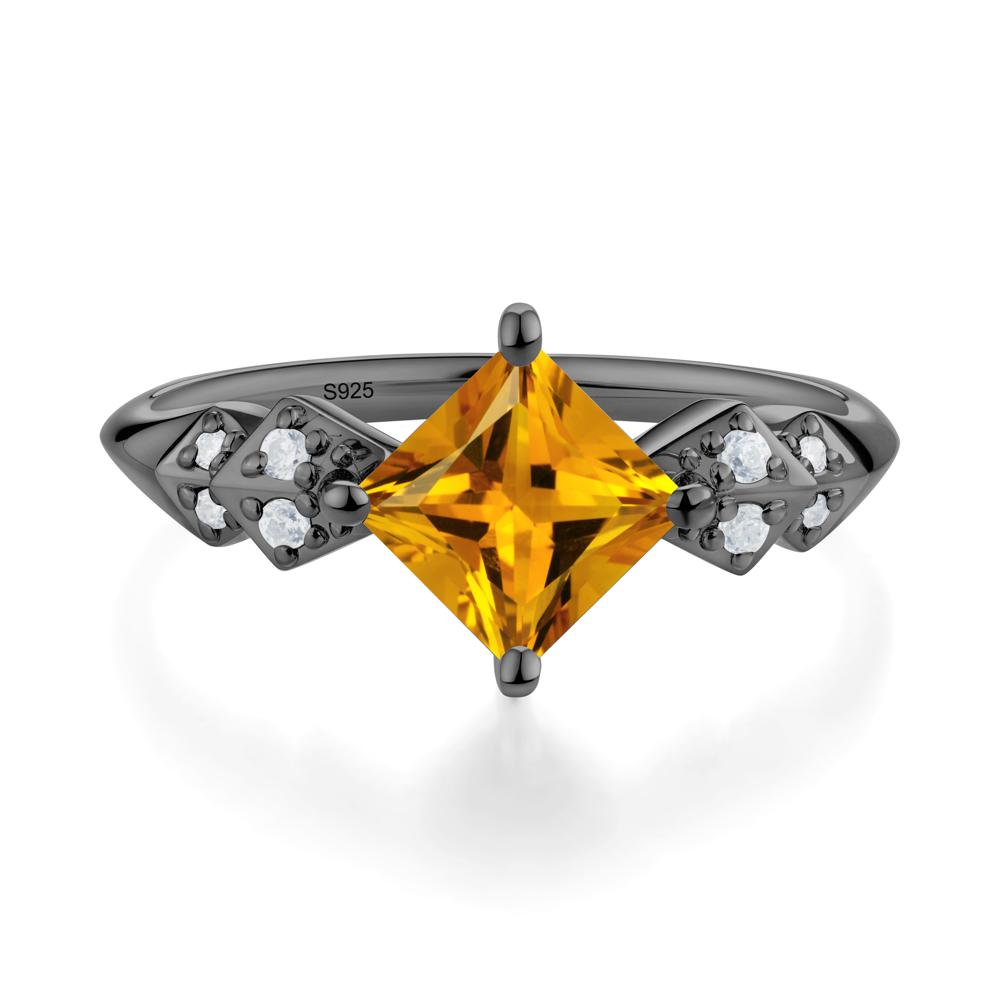 Square Citrine Engagement Ring - LUO Jewelry #metal_black finish sterling silver
