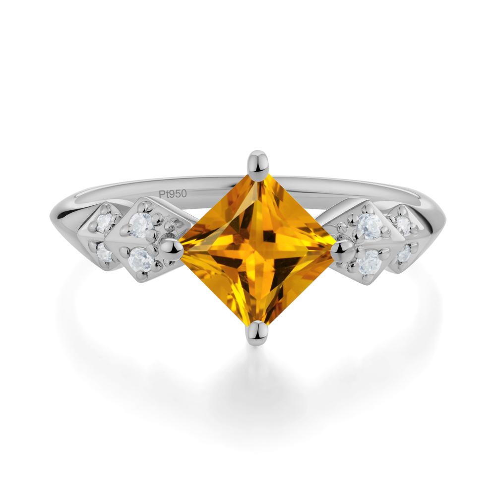 Square Citrine Engagement Ring - LUO Jewelry #metal_platinum