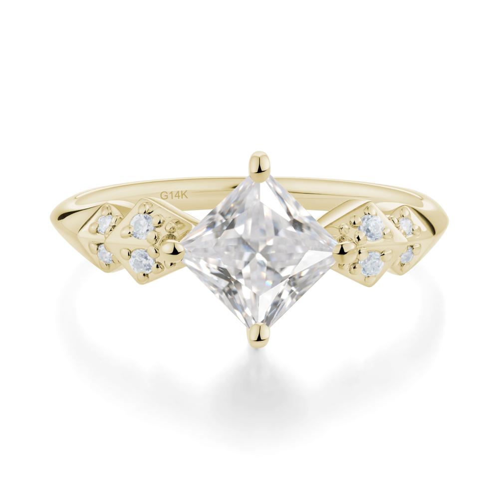 Square Cubic Zirconia Engagement Ring - LUO Jewelry #metal_14k yellow gold