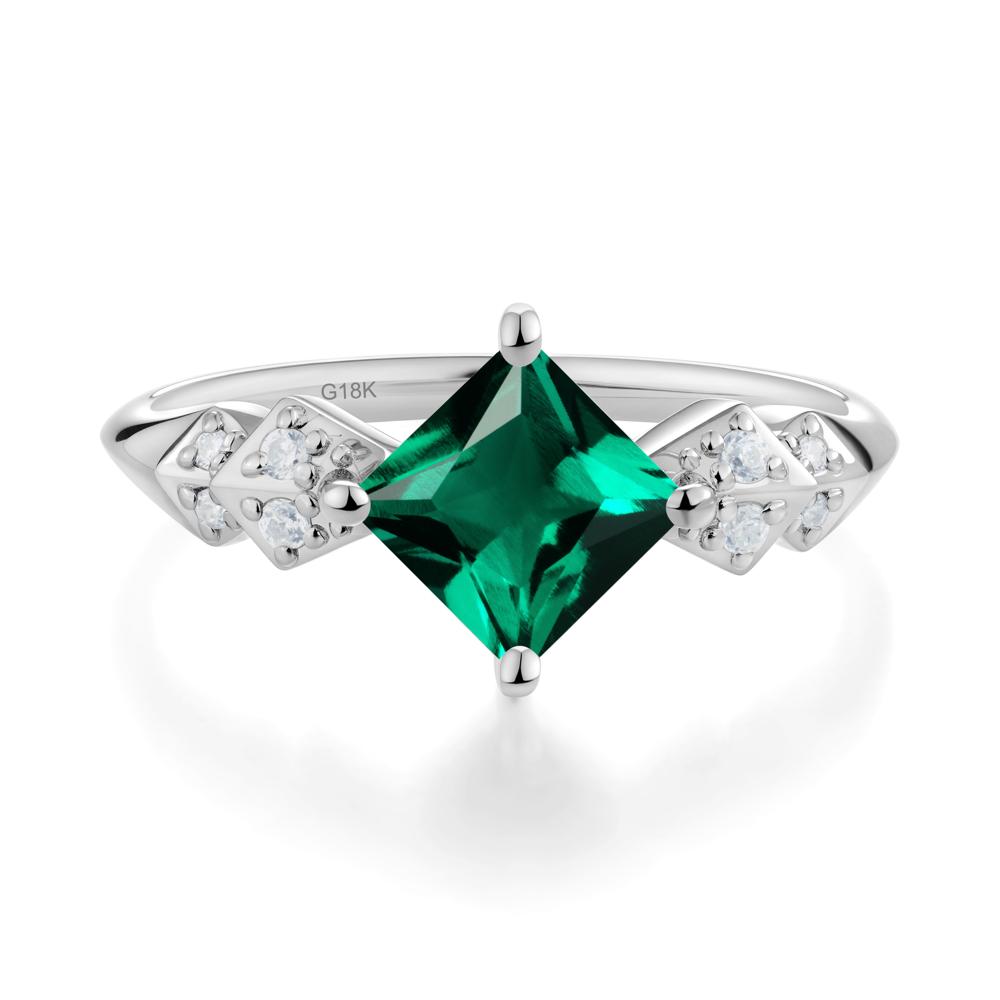 Square Emerald Engagement Ring - LUO Jewelry #metal_18k white gold