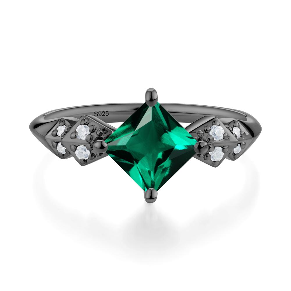 Square Emerald Engagement Ring - LUO Jewelry #metal_black finish sterling silver